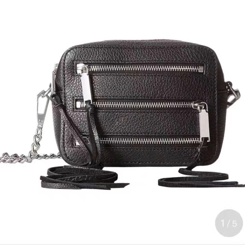 NWT Rebecca Minkoff 4 Zip Moto Camera Black Leather Crossbody Handbag